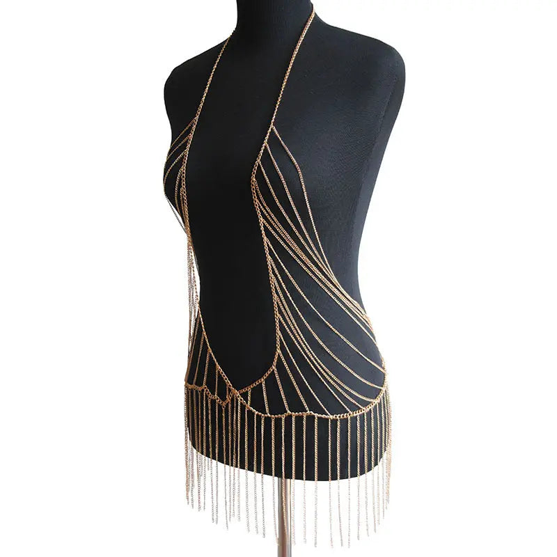 Double Layer Metal Body Chain Necklace with Tassels My Store