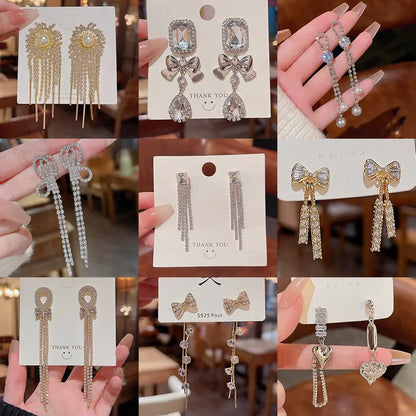 Exaggerated Vintage Long Tassel Rhinestone Earrings My Store
