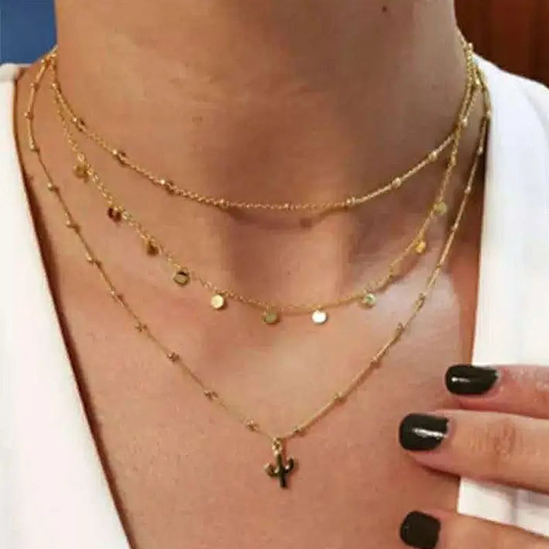 Alloy Multi-Layer Necklace with Star and Moon Pendant My Store
