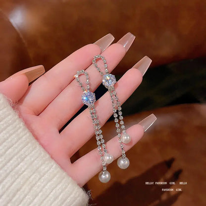 Exaggerated Vintage Long Tassel Rhinestone Earrings My Store