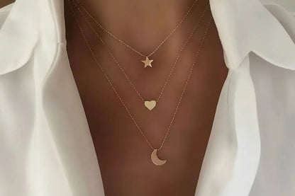 Alloy Multi-Layer Necklace with Star and Moon Pendant My Store
