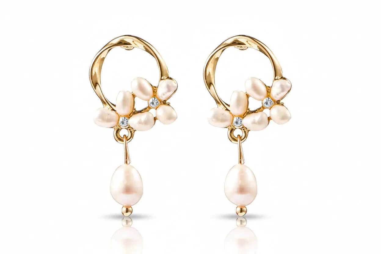 925 Silver Bow Earrings with Pearl Heart and Tassels My Store