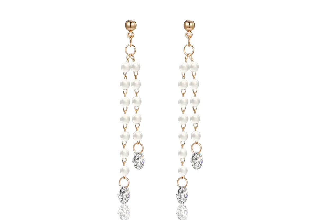 925 Silver Bow Earrings with Pearl Heart and Tassels My Store