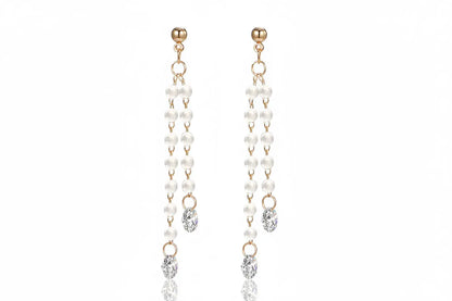 925 Silver Bow Earrings with Pearl Heart and Tassels My Store