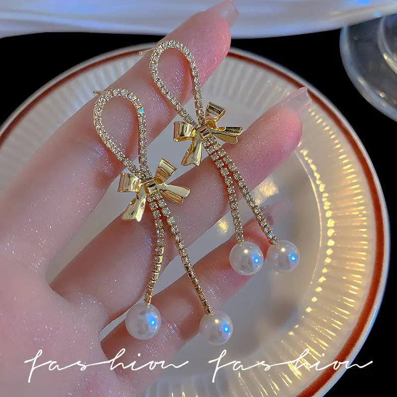 Exaggerated Vintage Long Tassel Rhinestone Earrings My Store