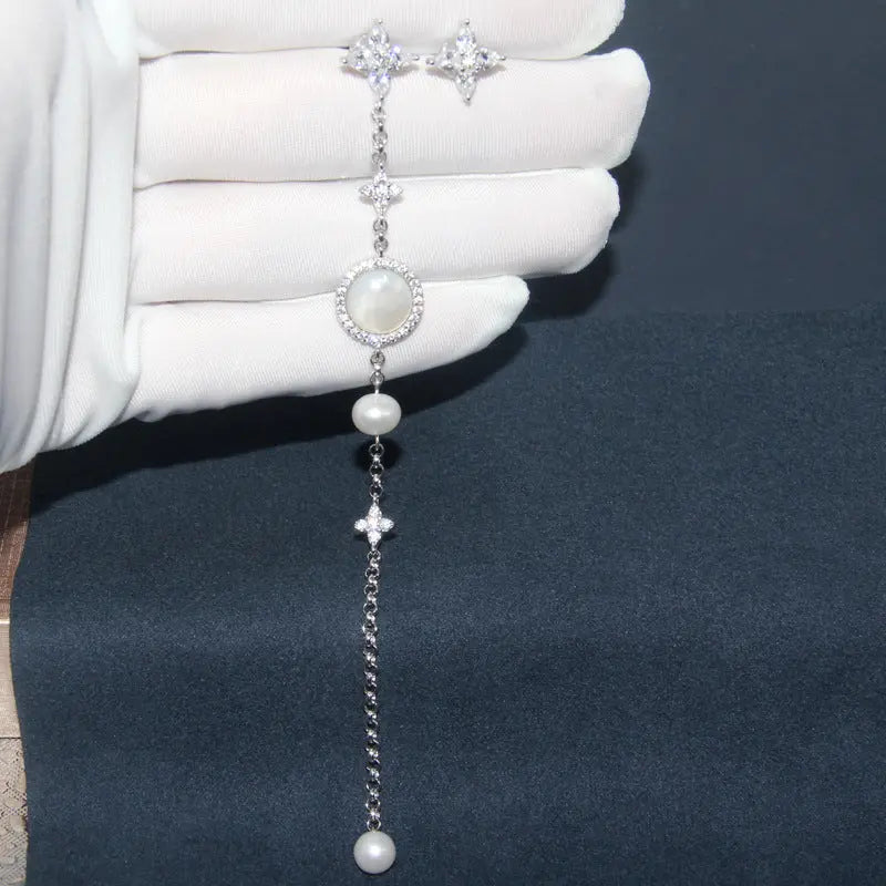 Pearl Earrings with Mother-of-Pearl Tassels My Store