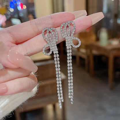 Exaggerated Vintage Long Tassel Rhinestone Earrings My Store