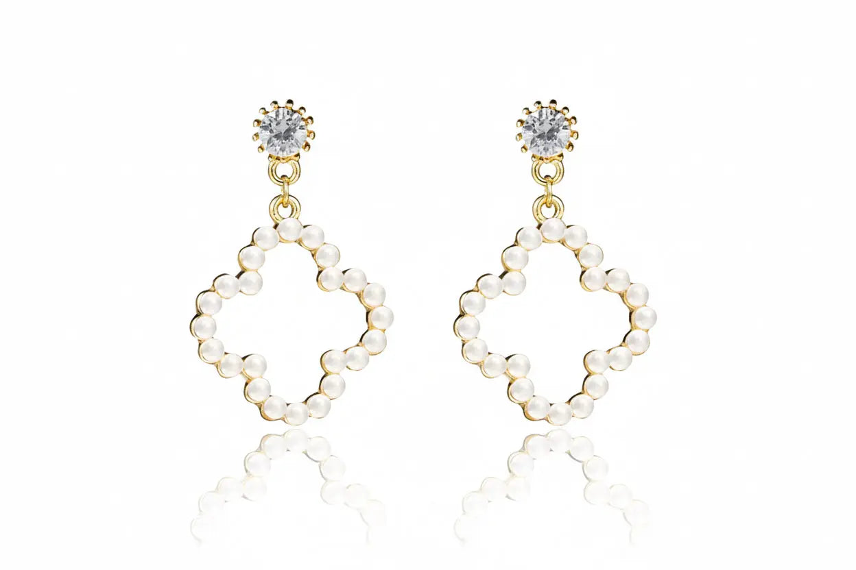 925 Silver Bow Earrings with Pearl Heart and Tassels My Store