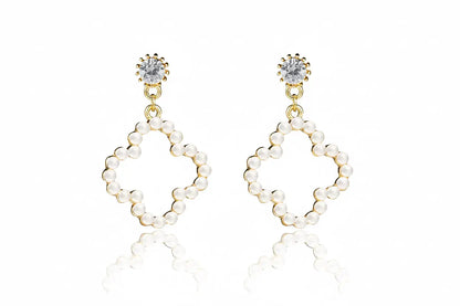 925 Silver Bow Earrings with Pearl Heart and Tassels My Store