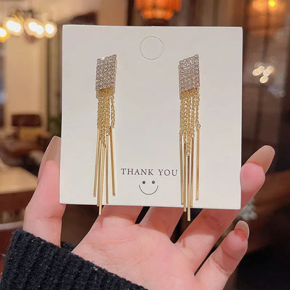 Exaggerated Vintage Long Tassel Rhinestone Earrings My Store