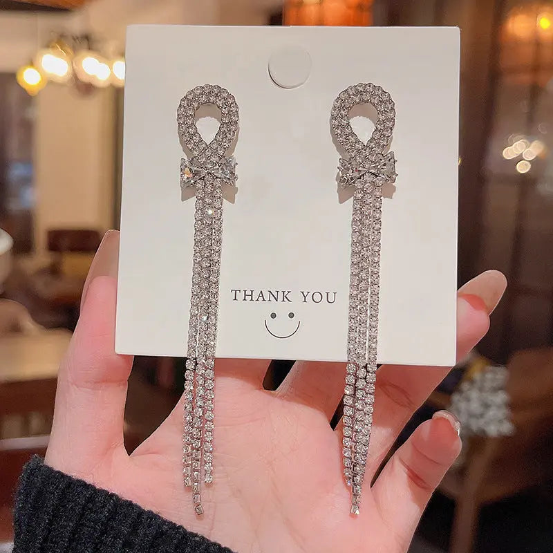 Exaggerated Vintage Long Tassel Rhinestone Earrings My Store