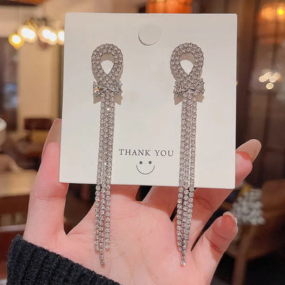 Exaggerated Vintage Long Tassel Rhinestone Earrings My Store