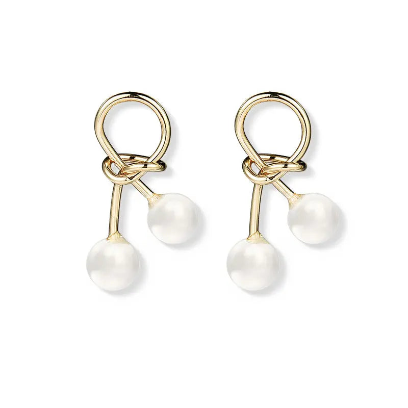 925 Silver Bow Earrings with Pearl Heart and Tassels My Store