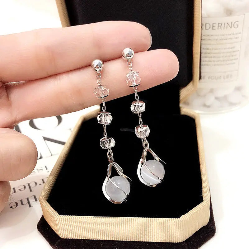 925 Silver Bow Earrings with Pearl Heart and Tassels My Store