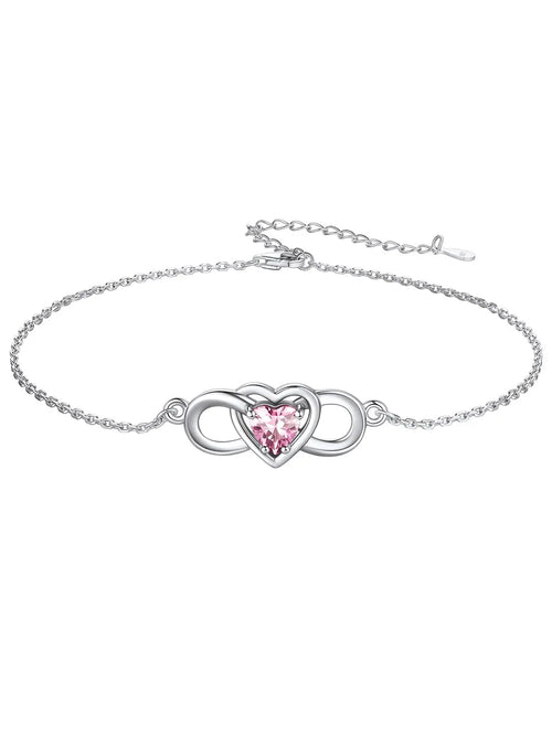 Custom4U Sterling Silver Anklets for Women Infinity Birthstone Ankle Bracelet My Store