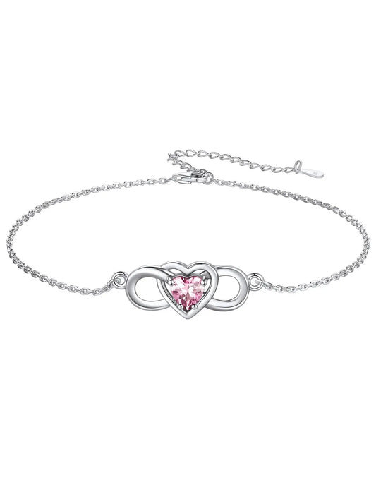 Custom4U Sterling Silver Anklets for Women Infinity Birthstone Ankle Bracelet My Store