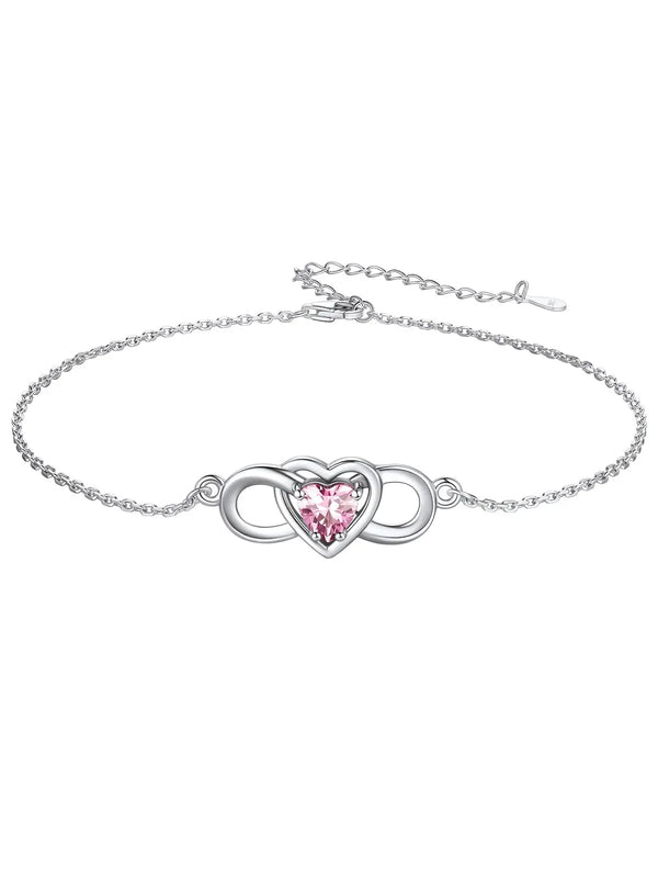 Custom4U Sterling Silver Anklets for Women Infinity Birthstone Ankle Bracelet My Store
