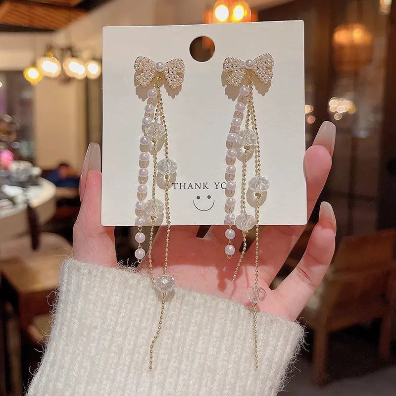 Exaggerated Vintage Long Tassel Rhinestone Earrings My Store