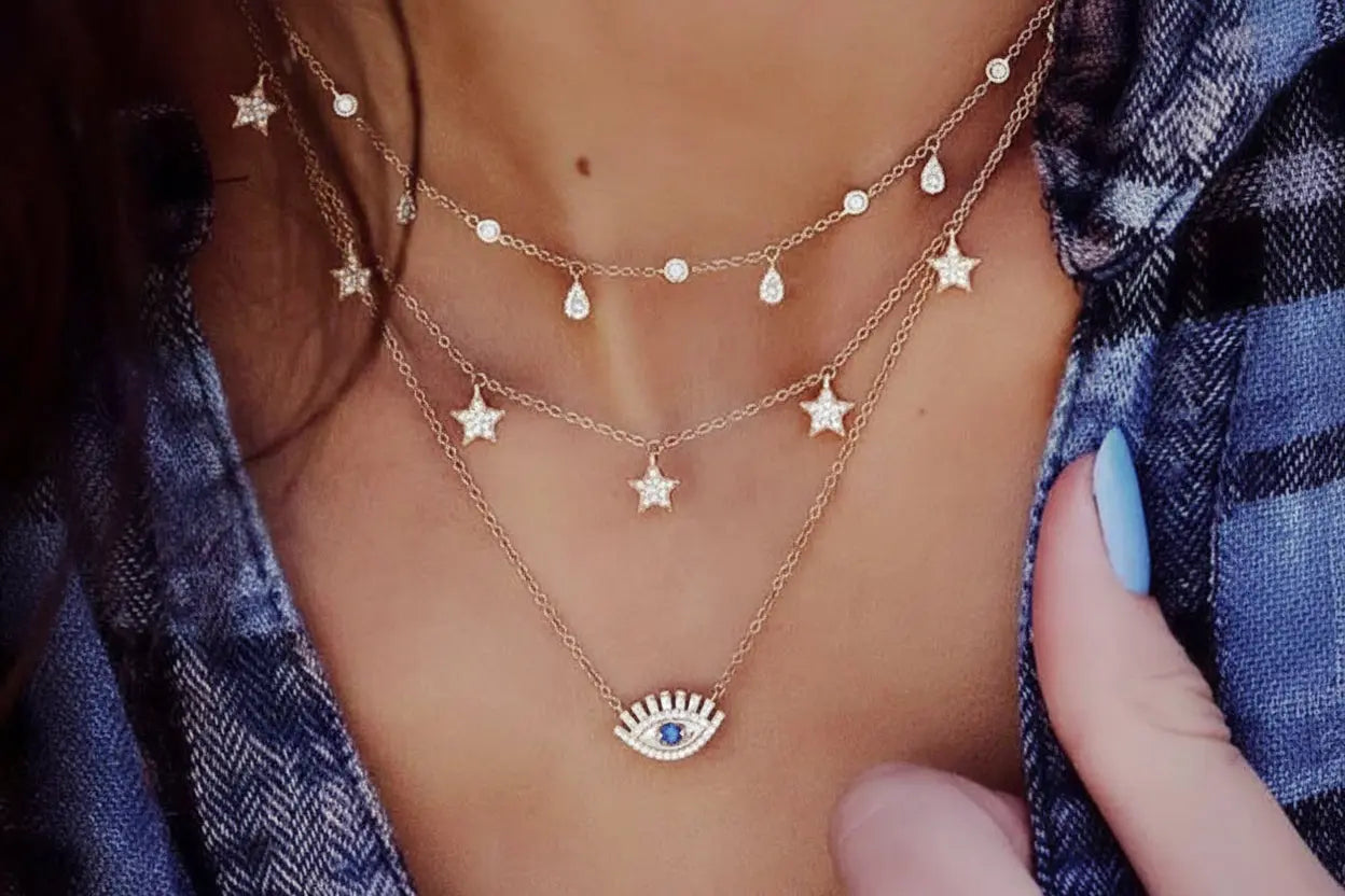Alloy Multi-Layer Necklace with Star and Moon Pendant My Store