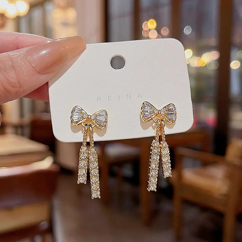 Exaggerated Vintage Long Tassel Rhinestone Earrings My Store