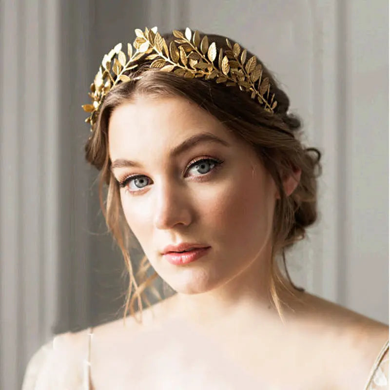 Baroque Golden Leaf Crown Hair Accessory for Women My Store