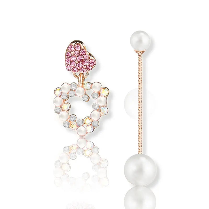 925 Silver Bow Earrings with Pearl Heart and Tassels My Store