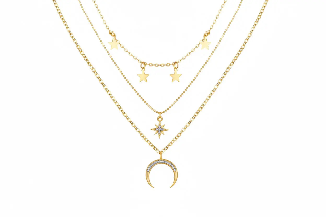 Alloy Multi-Layer Necklace with Star and Moon Pendant My Store