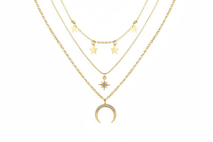 Alloy Multi-Layer Necklace with Star and Moon Pendant My Store