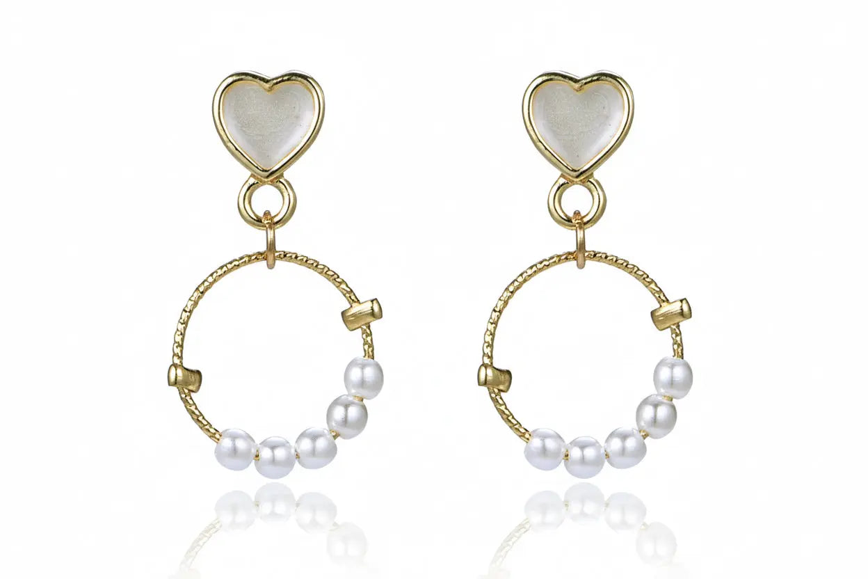 925 Silver Bow Earrings with Pearl Heart and Tassels My Store