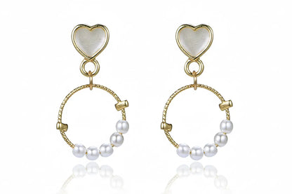 925 Silver Bow Earrings with Pearl Heart and Tassels My Store