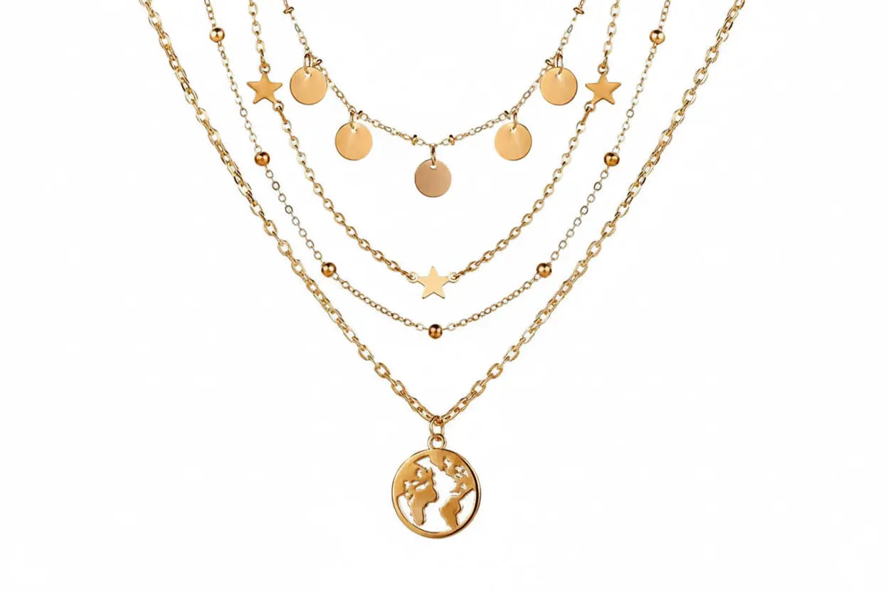 Alloy Multi-Layer Necklace with Star and Moon Pendant My Store