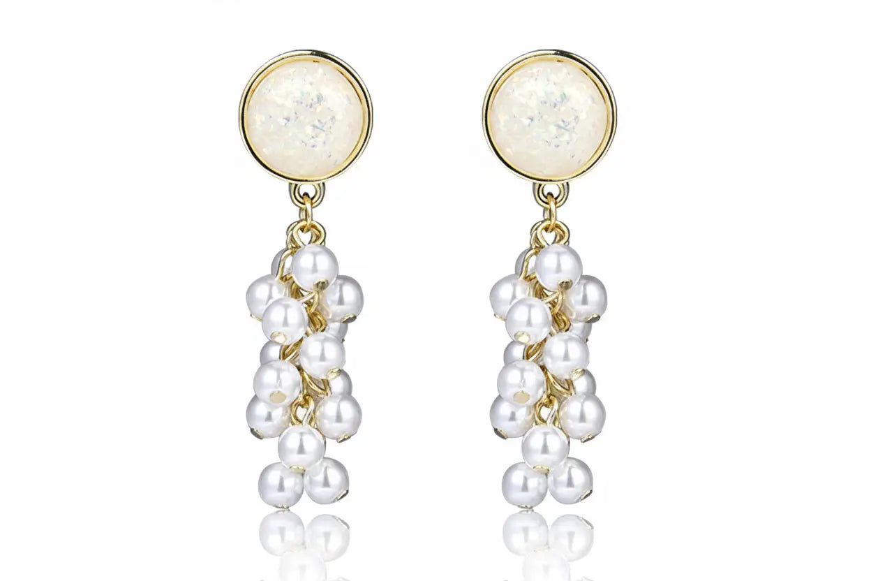 925 Silver Bow Earrings with Pearl Heart and Tassels My Store