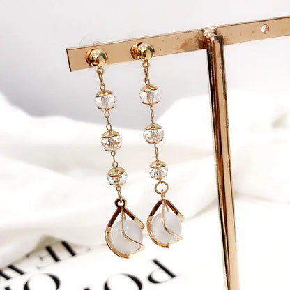 925 Silver Bow Earrings with Pearl Heart and Tassels My Store