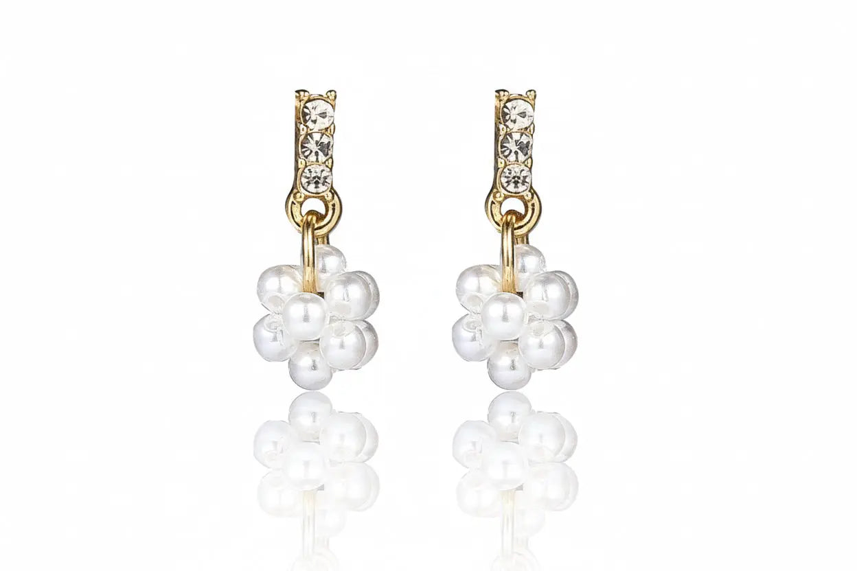 925 Silver Bow Earrings with Pearl Heart and Tassels My Store