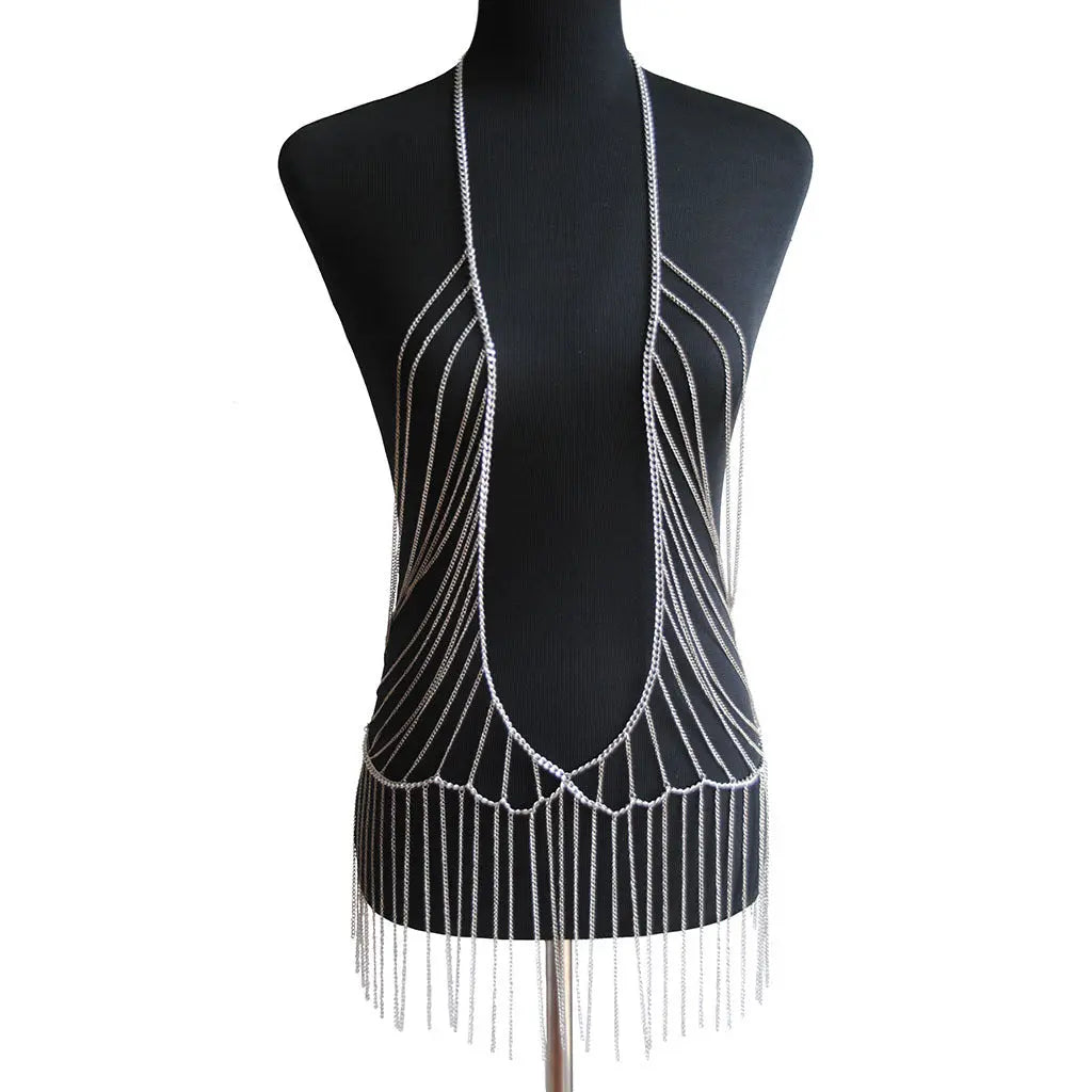 Double Layer Metal Body Chain Necklace with Tassels My Store