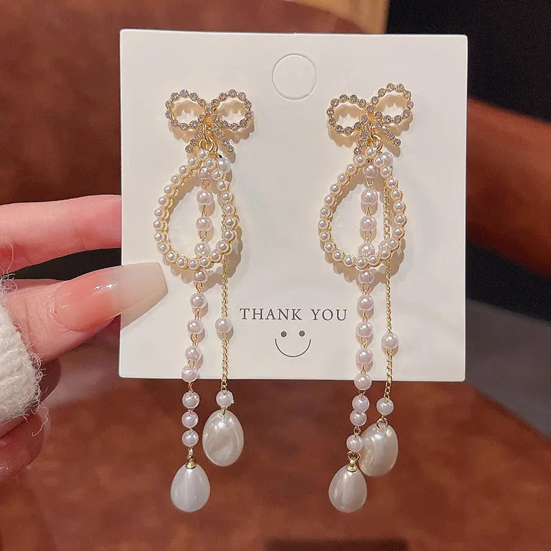 Exaggerated Vintage Long Tassel Rhinestone Earrings My Store