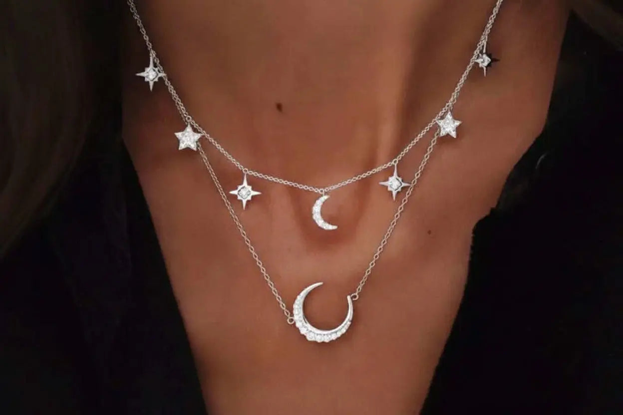 Alloy Multi-Layer Necklace with Star and Moon Pendant My Store