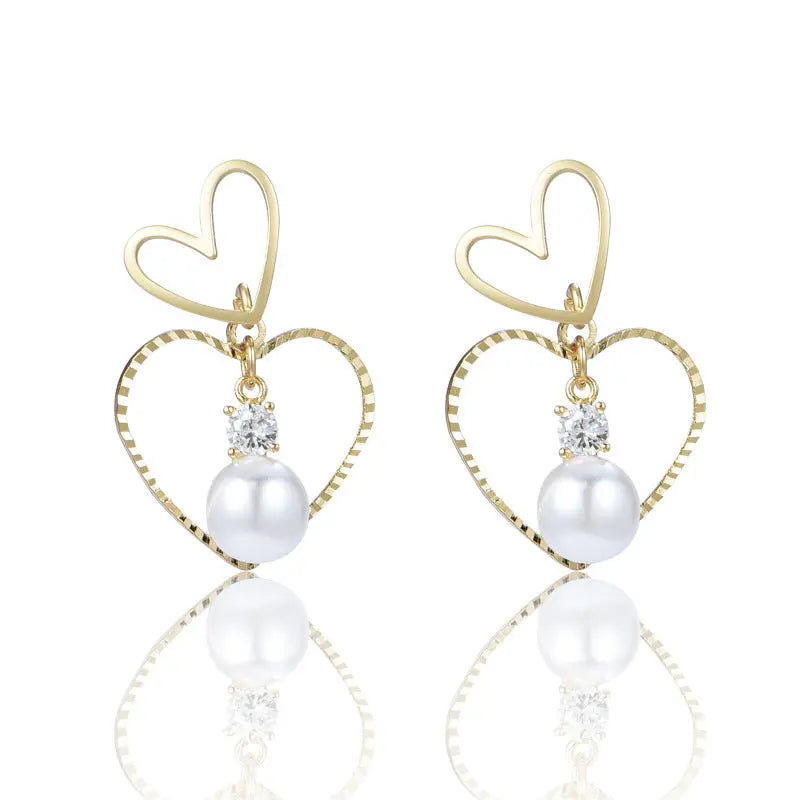 925 Silver Bow Earrings with Pearl Heart and Tassels My Store