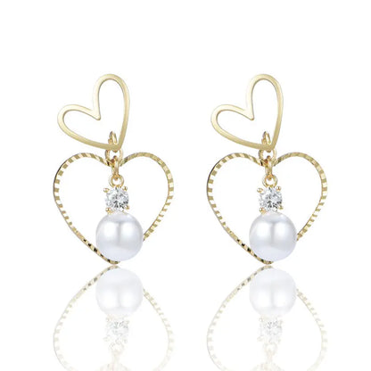 925 Silver Bow Earrings with Pearl Heart and Tassels My Store