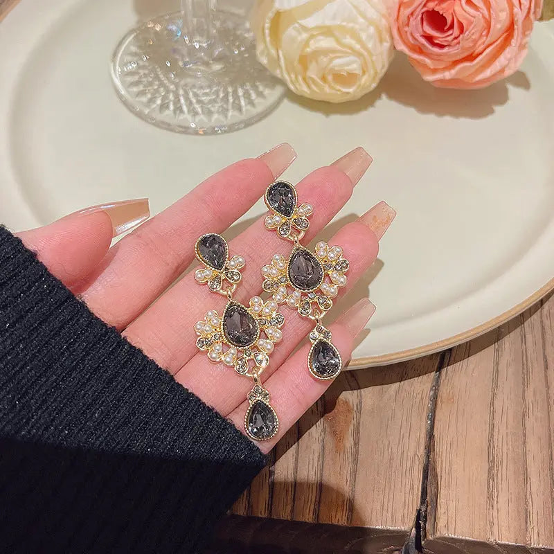 Exaggerated Vintage Long Tassel Rhinestone Earrings My Store