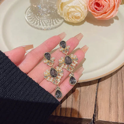 Exaggerated Vintage Long Tassel Rhinestone Earrings My Store