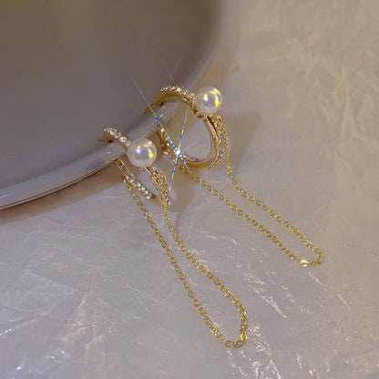 Exaggerated Vintage Long Tassel Rhinestone Earrings My Store