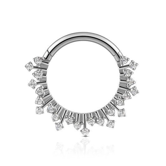 FINE4U Nose Ring Hoop 16G 8mm - ASTM F136 Titanium Daith Piercing Jewelry Cartilage Hoop Earring Septum rings Seamless Hinged Clicker My Store
