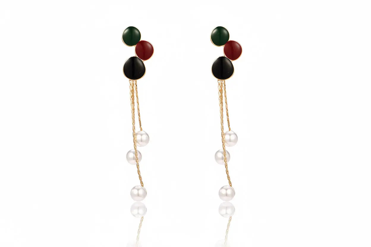 925 Silver Bow Earrings with Pearl Heart and Tassels My Store