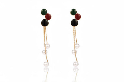 925 Silver Bow Earrings with Pearl Heart and Tassels My Store