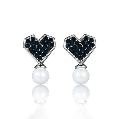 925 Silver Bow Earrings with Pearl Heart and Tassels My Store