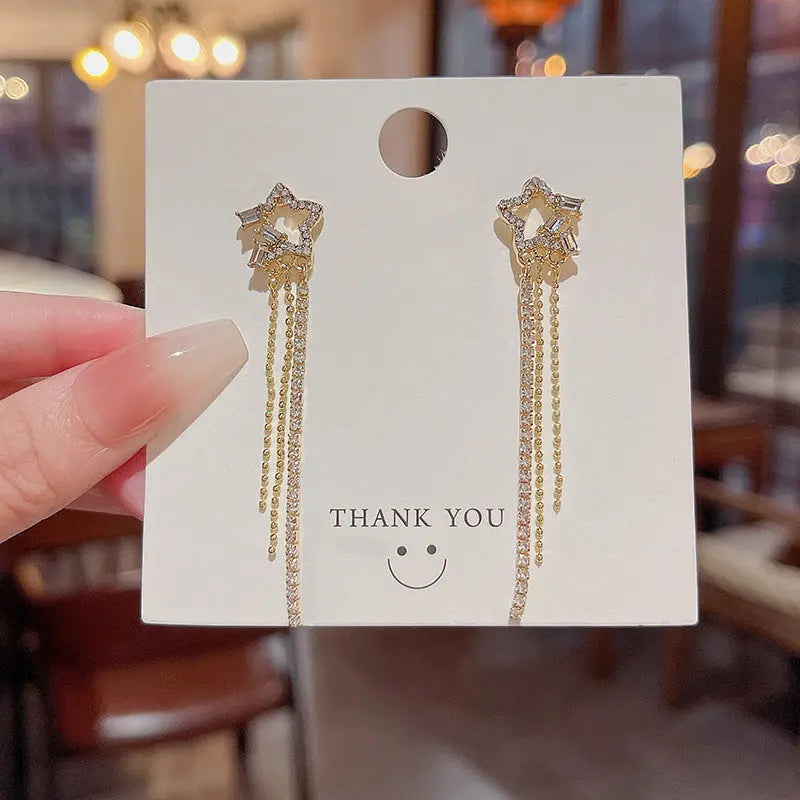 Exaggerated Vintage Long Tassel Rhinestone Earrings My Store