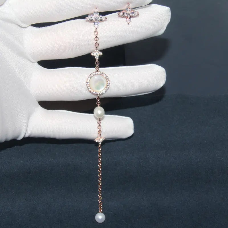 Pearl Earrings with Mother-of-Pearl Tassels My Store