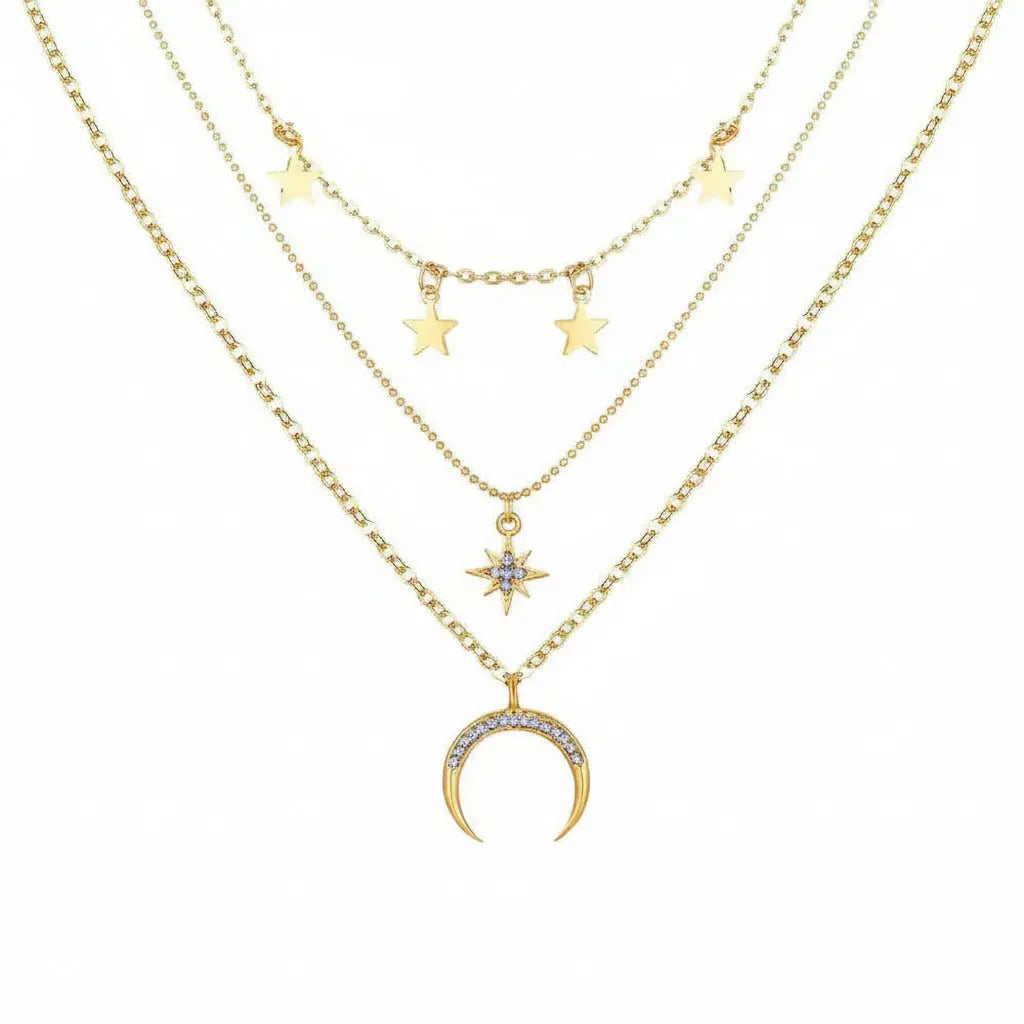 Alloy Multi-Layer Necklace with Star and Moon Pendant My Store