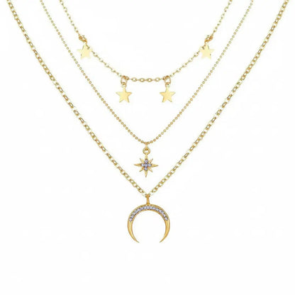 Alloy Multi-Layer Necklace with Star and Moon Pendant My Store